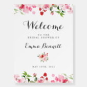 Watercolor Pink Red Roses Bridal Shower Welcome Foam Board (Front)
