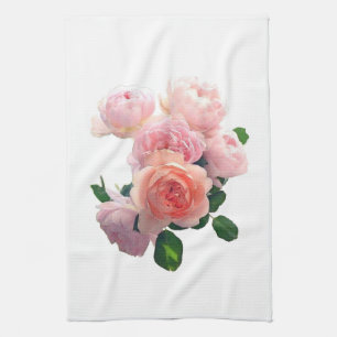 Watercolor Pink Red Roses Modern Floral Template Kitchen Towel