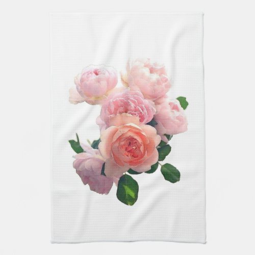 Watercolor Pink Red Roses Modern Floral Template Kitchen Towel