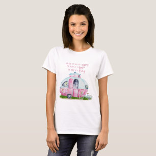 Watercolor Pink Retro Vintage Camper Caravan T-Shirt