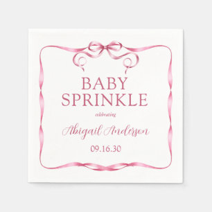 Watercolor Pink Ribbon Baby Sprinkle Napkins