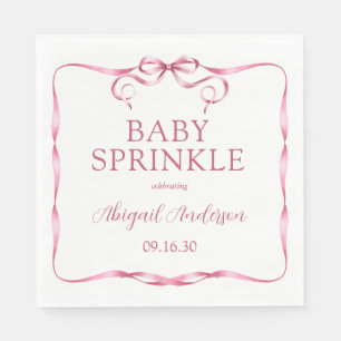 Watercolor Pink Ribbon Baby Sprinkle Napkins