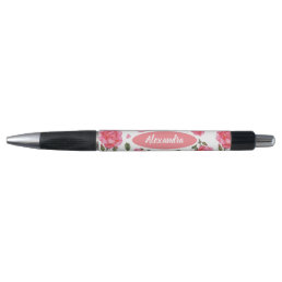 Watercolor Pink Rose Botanical Floral Pattern Pen