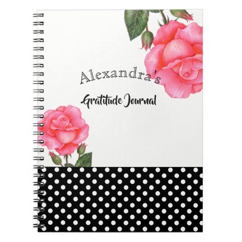 Watercolor Pink Rose Botanical Illustration Notebook