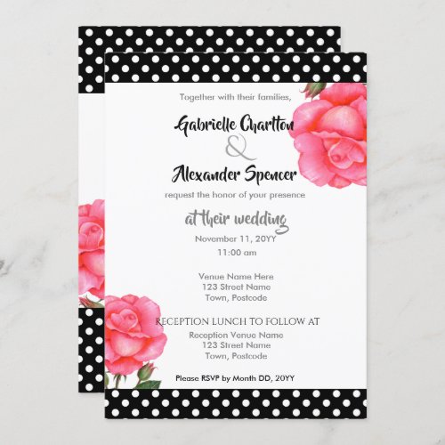 Watercolor Pink Rose Floral Art Wedding Invitation