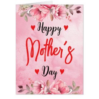 Watercolor Pink Rose Flower Mother's Day Artistic Card