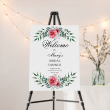 Watercolor Pink Rose Greenery Foliage BridalShower