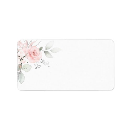 Watercolor Pink Rose Label BLANK