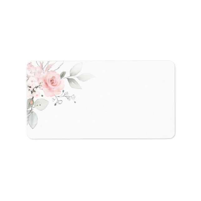 Watercolor Pink Rose Label BLANK (Front)