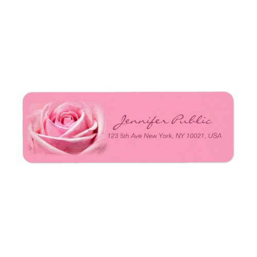 Watercolor Pink Rose Painting Template Hand Script Label