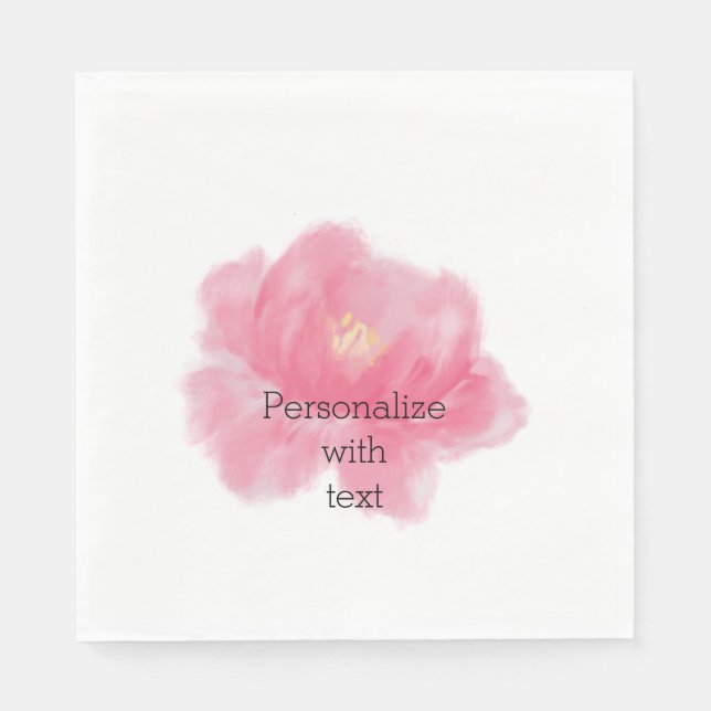 Watercolor Pink Rose Paper Napkins (Front)