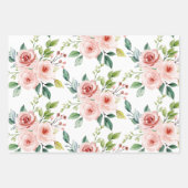 Watercolor Pink Rose Set of 3 Wrapping Sheets (Front 2)