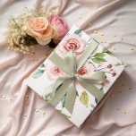 Watercolor Pink Rose Set Of 3 Wrapping Sheets at Zazzle