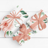 Watercolor Pink Rose Set of 3 Wrapping Sheets