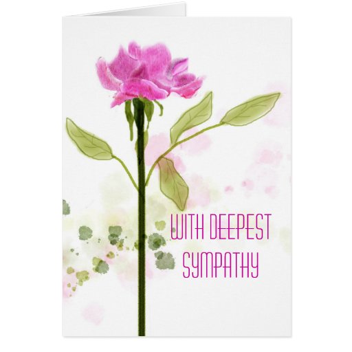 Watercolor Pink Rose Sympathy Card | Zazzle