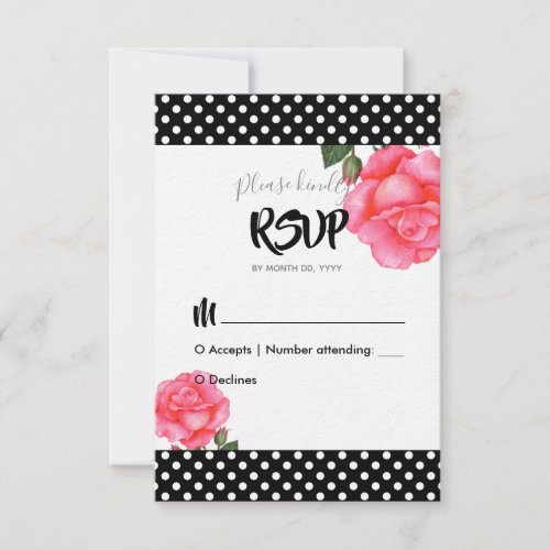 Watercolor Pink Rose Wedding Response Reply RSVP