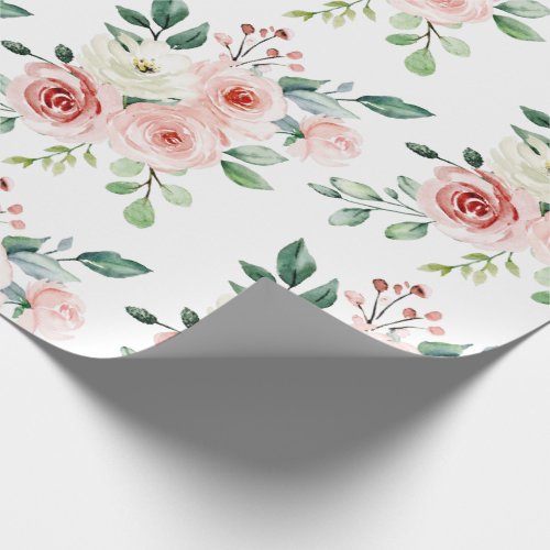 Watercolor Pink Rose Wrapping Paper