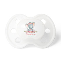 Watercolor Pink Roses Baby Elephant Pacifier Watercolor Pink Roses Baby Elephant Pacifier