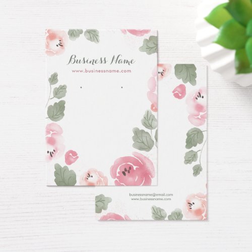 Watercolor Pink Roses Background Earring Cards