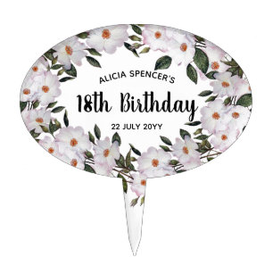 Watercolor Pink Roses Ballerina Birthday Cake Topper