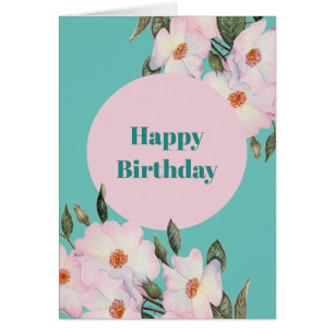 Watercolor Pink Roses Ballerina Botanical Birthday Cards