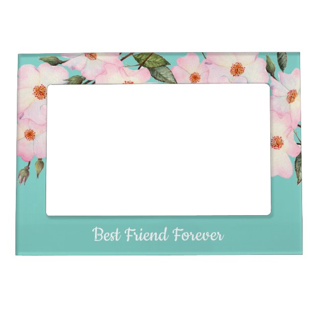 Watercolor Pink Roses Ballerina Botanical Painting Magnetic Frame (Front)