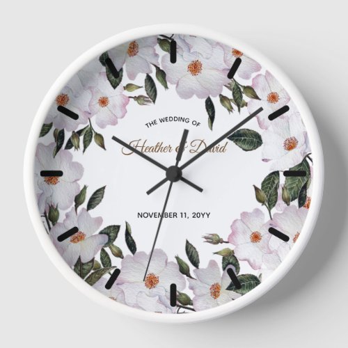 Watercolor Pink Roses Ballerina Floral Art Clock