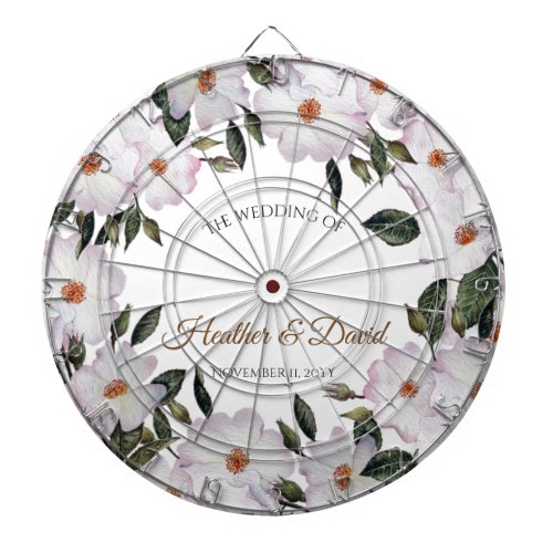 Watercolor Pink Roses Ballerina Floral Art Dart Board