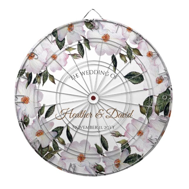 Watercolor Pink Roses Ballerina Floral Art Dart Board (Front)