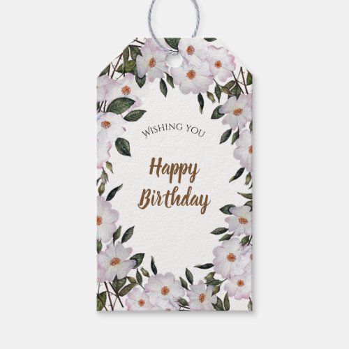 Watercolor Pink Roses Ballerina Floral Art Gift Tags
