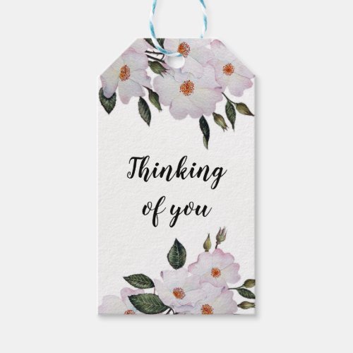 Watercolor Pink Roses Ballerina Floral Art Gift Tags