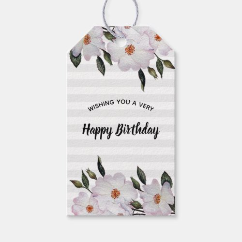 Watercolor Pink Roses Ballerina Floral Art Gift Tags