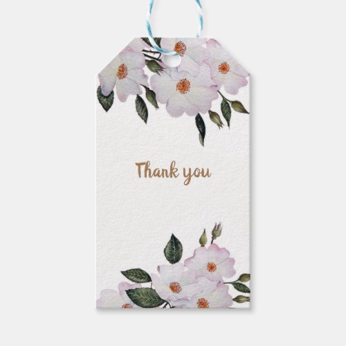 Watercolor Pink Roses Ballerina Floral Art Gift Tags