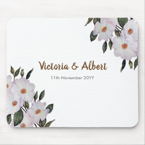 Watercolor Pink Roses Ballerina Floral Art Wedding Mouse Pad