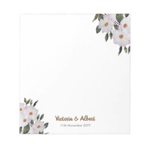Watercolor Pink Roses Ballerina Floral Art Wedding Notepad