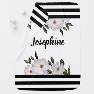 Watercolor Pink Roses Ballerina Floral Design Baby Blanket