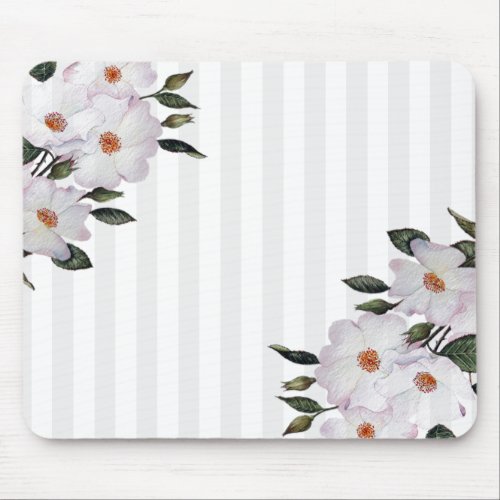 Watercolor Pink Roses Ballerina Floral Design Mouse Pad