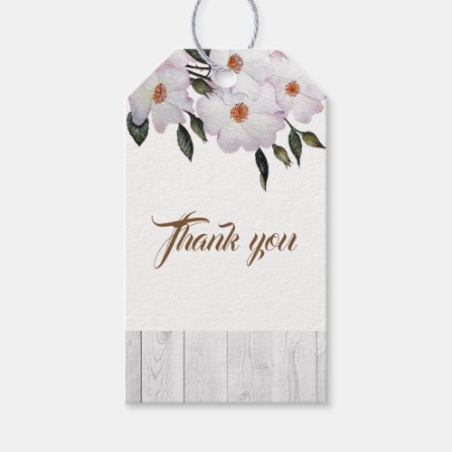 Watercolor Pink Roses Ballerina Thank You Gift Tags
