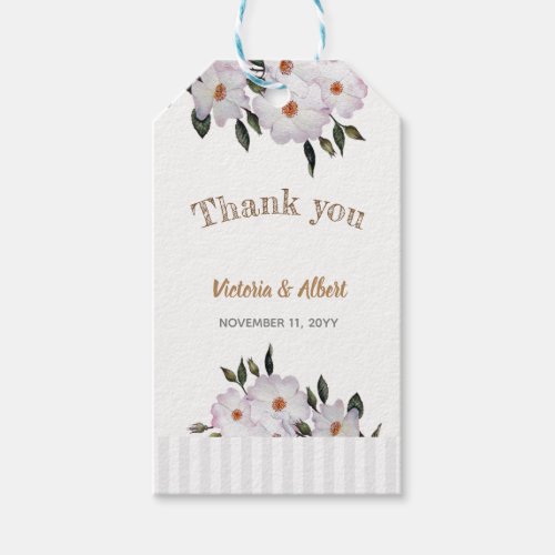 Watercolor Pink Roses Ballerina Wedding Favor Tag