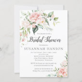 Watercolor Pink Roses Eucalyptus Bridal Shower Invitation (Front)