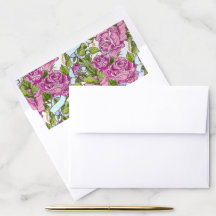 Watercolor Pink Roses Floral Envelope Liner