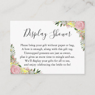 Watercolor Pink Roses Lemons Display Bridal Shower Enclosure Card