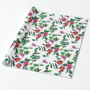 Watercolor pink Roses magenta pink floral Wrapping Paper