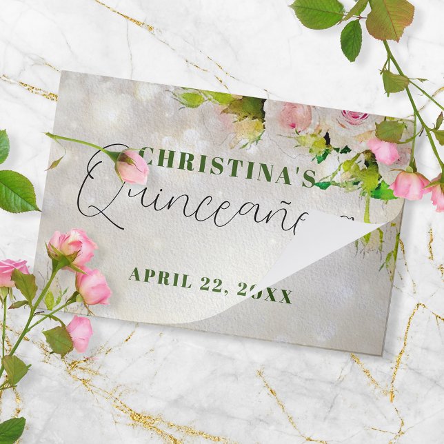 Watercolor Pink Roses Quinceañera Paper Placemat (Creator Uploaded)