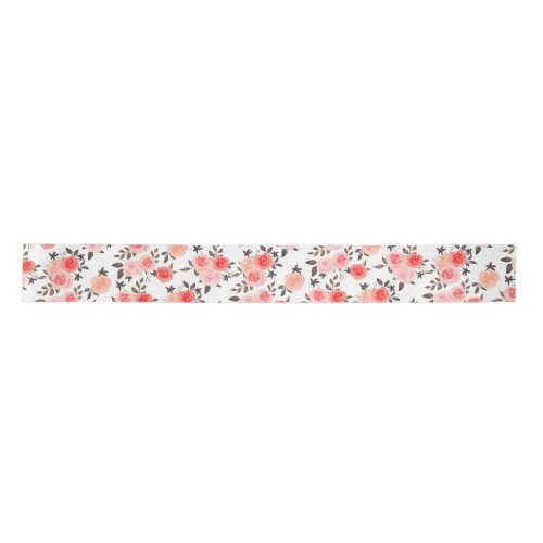 Watercolor Pink Roses Shabby Chic Pattern Satin Ribbon