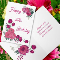 Watercolor Pink Roses Spring Bouquet 60th Birthday