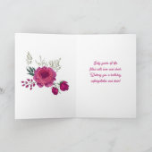Watercolor Pink Roses Spring Bouquet 60th Birthday Card (Inside)