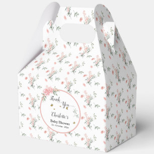 Watercolor Pink Roses with Butterflies Baby Shower Favor Boxes