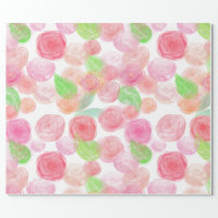 Chic Pretty Blush Pink Watercolor Roses Floral Wrapping Paper