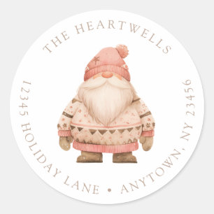 Watercolor Pink Santa Christmas Return Address Classic Round Sticker